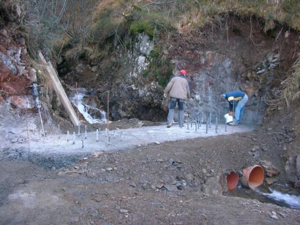 Errichtung von Geotexmauern