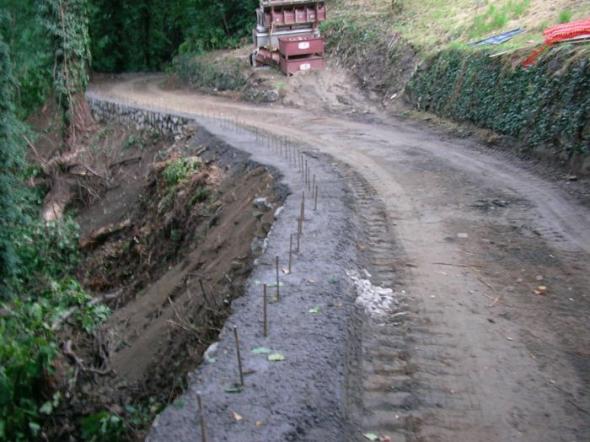 Errichtung von Geotexmauern