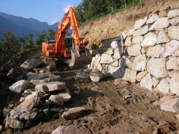 Errichtung von Geotexmauern