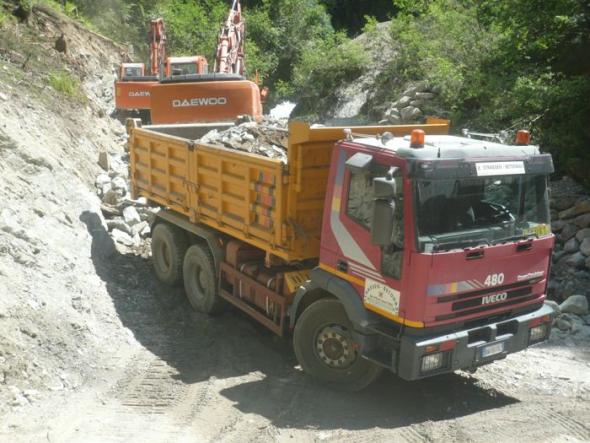 Errichtung von Geotexmauern