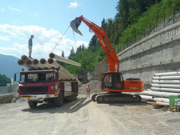 Errichtung von Geotexmauern